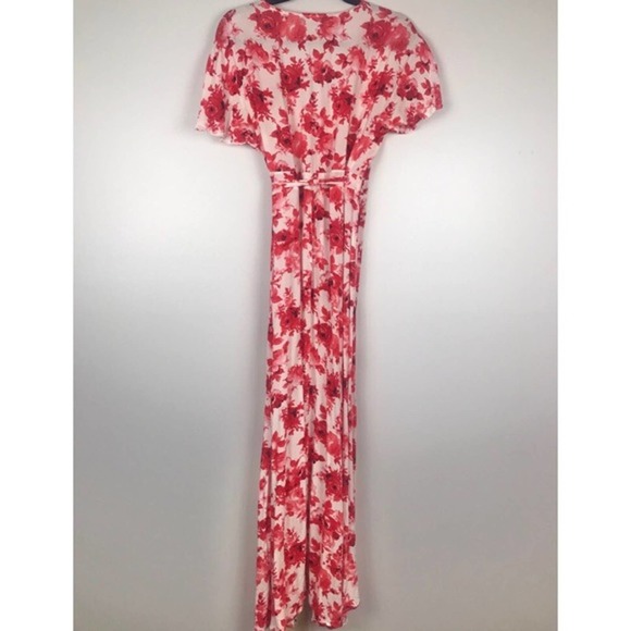 Sapphire O Red Rose Print Wrap Maxi Dress - Picture 3 of 7